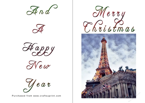 No Cut Just Print Christmas Cards - Paris
