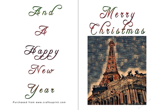 No Cut Just Print Christmas Cards - Paris