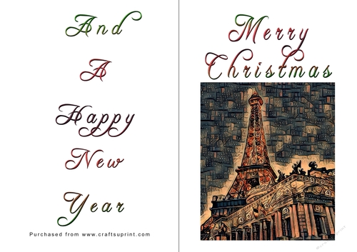 No Cut Just Print Christmas Cards - Paris
