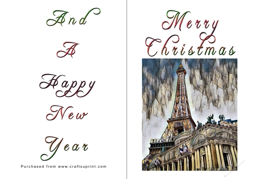 No Cut Just Print Christmas Cards - Paris