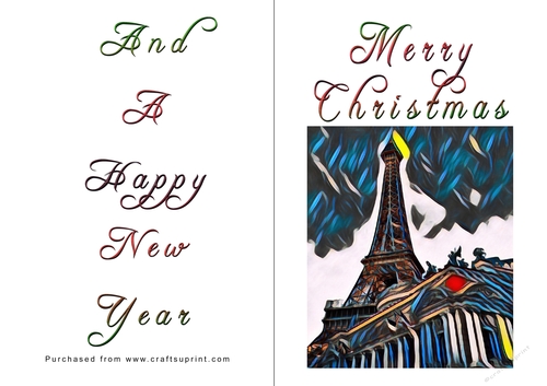 No Cut Just Print Christmas Cards - Paris