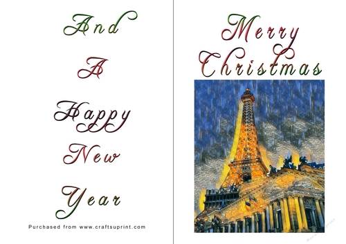 No Cut Just Print Christmas Cards - Paris