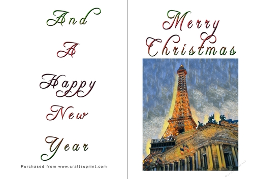 No Cut Just Print Christmas Cards - Paris