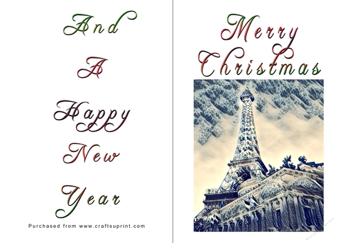 No Cut Just Print Christmas Cards - Paris