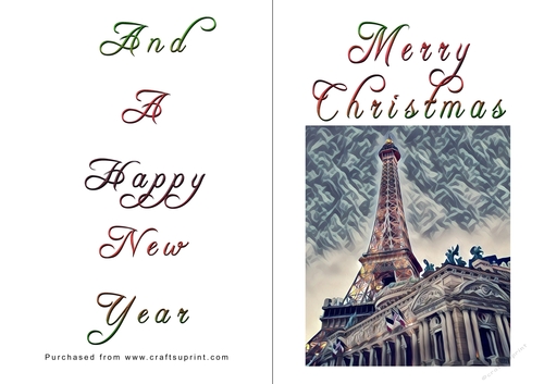 No Cut Just Print Christmas Cards - Paris