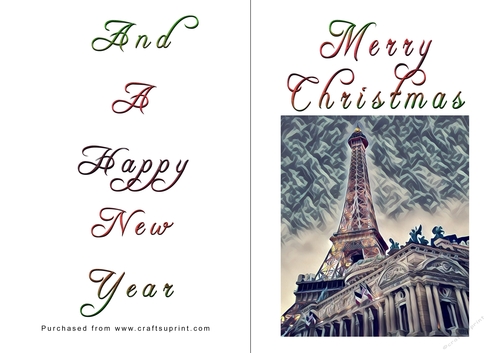 No Cut Just Print Christmas Cards - Paris