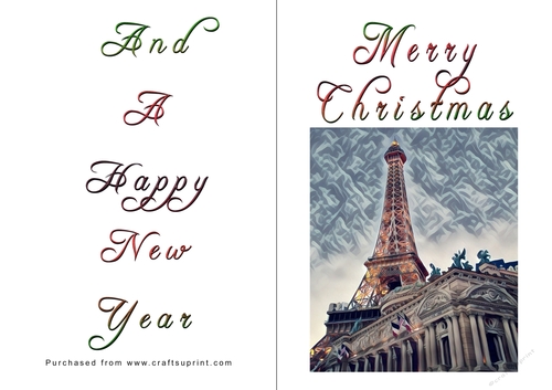 No Cut Just Print Christmas Cards - Paris