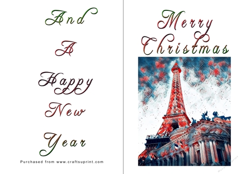No Cut Just Print Christmas Cards - Paris