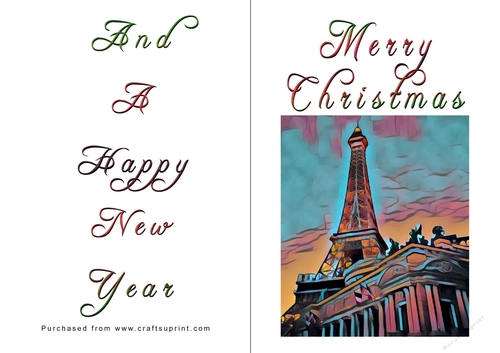 No Cut Just Print Christmas Cards - Paris