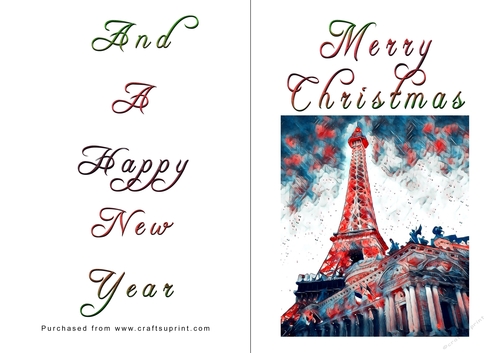No Cut Just Print Christmas Cards - Paris