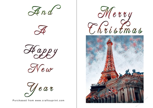 No Cut Just Print Christmas Cards - Paris
