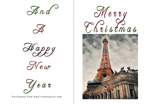 No Cut Just Print Christmas Cards - Paris