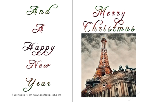 No Cut Just Print Christmas Cards - Paris