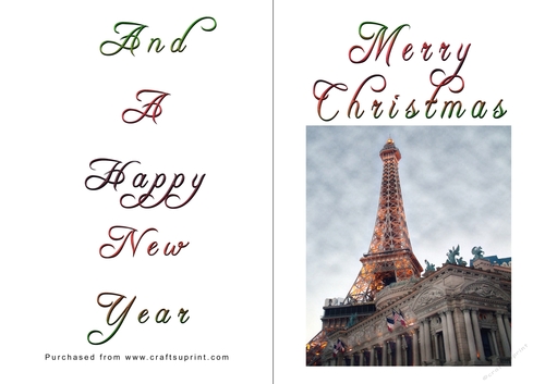No Cut Just Print Christmas Cards - Paris