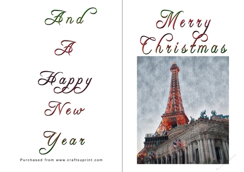 No Cut Just Print Christmas Cards - Paris