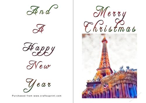 No Cut Just Print Christmas Cards - Paris