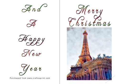 No Cut Just Print Christmas Cards - Paris