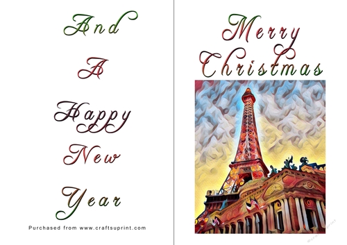 No Cut Just Print Christmas Cards - Paris