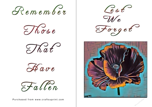 No Cut Just Print Lest We Forget Cards