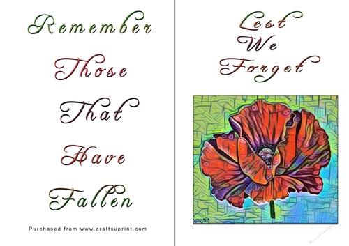 No Cut Just Print Lest We Forget Cards