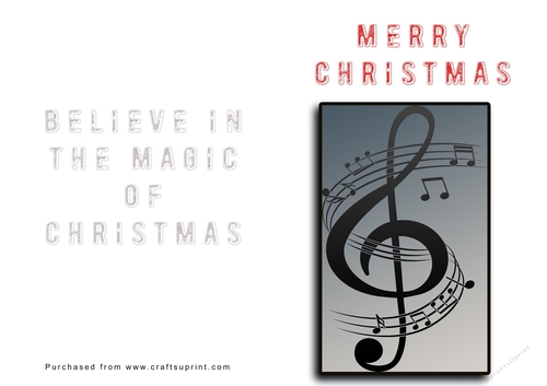 No Cut Just Print Christmas Cards Musical Note