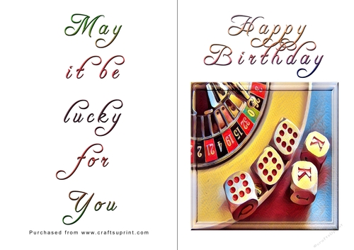 No Cut Just Print Birthday Card - Gambling