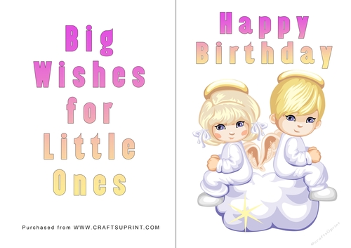 No Cut Just Print Birthday Card - Children