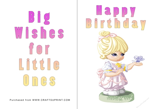 No Cut Just Print Birthday Card - Children