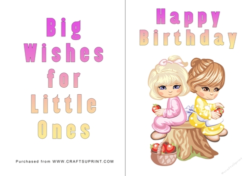 No Cut Just Print Birthday Card - Children