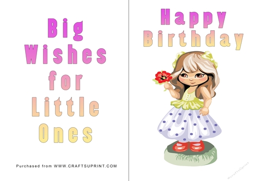 No Cut Just Print Birthday Card - Children