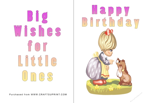No Cut Just Print Birthday Card - Children