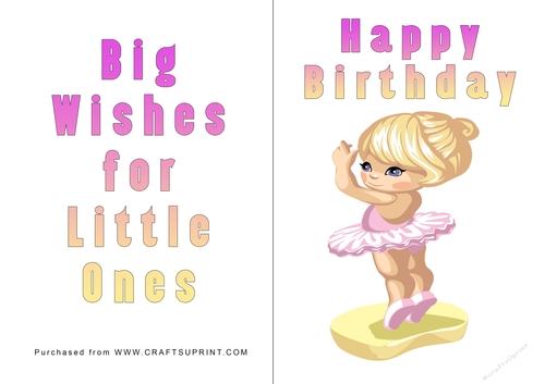 No Cut Just Print Birthday Card - Children