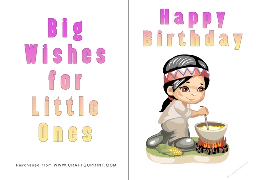 No Cut Just Print Birthday Card - Children