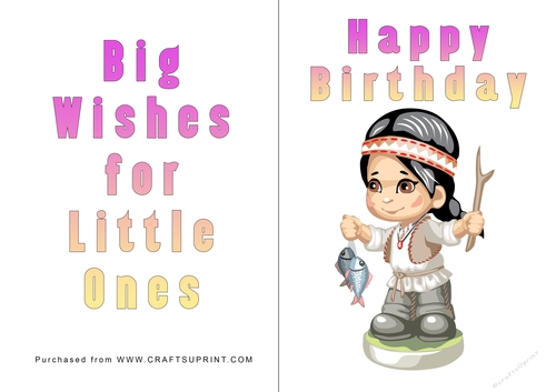 No Cut Just Print Birthday Card - Children