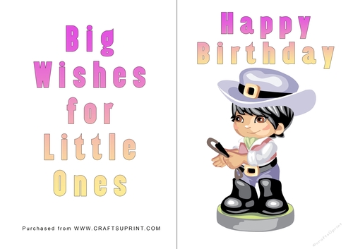No Cut Just Print Birthday Card - Children