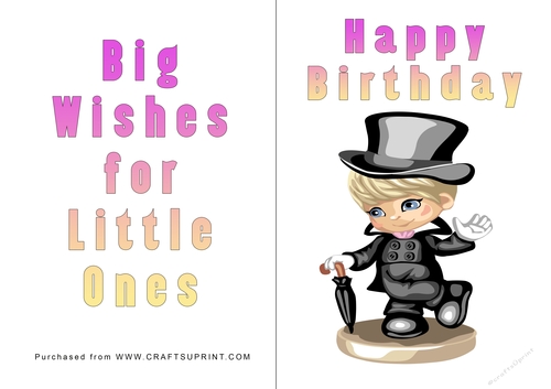 No Cut Just Print Birthday Card - Children