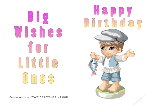 No Cut Just Print Birthday Card - Children