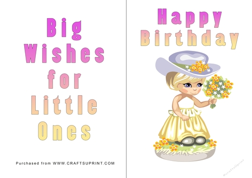No Cut Just Print Birthday Card - Children