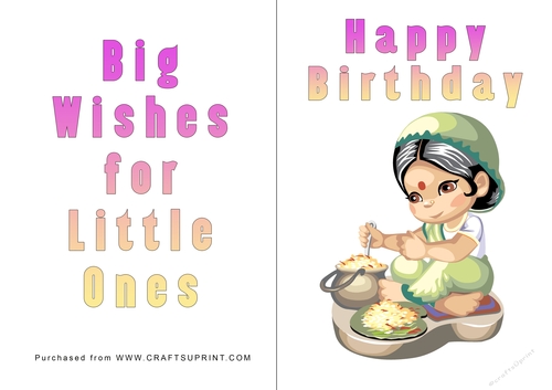 No Cut Just Print Birthday Card - Children