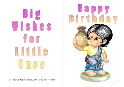 No Cut Just Print Birthday Card - Children