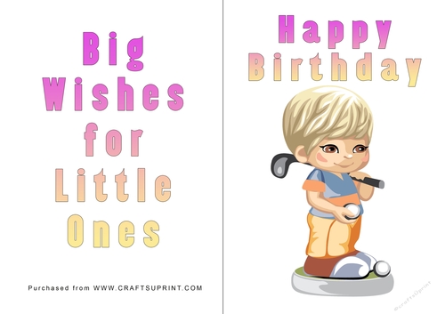 No Cut Just Print Birthday Card - Children