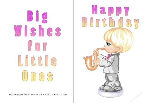 No Cut Just Print Birthday Card - Children