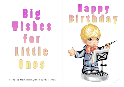 No Cut Just Print Birthday Card - Children