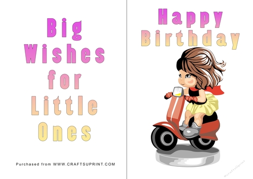 No Cut Just Print Birthday Card - Children