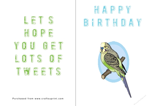No Cut Just Print Birthday Card - Birds