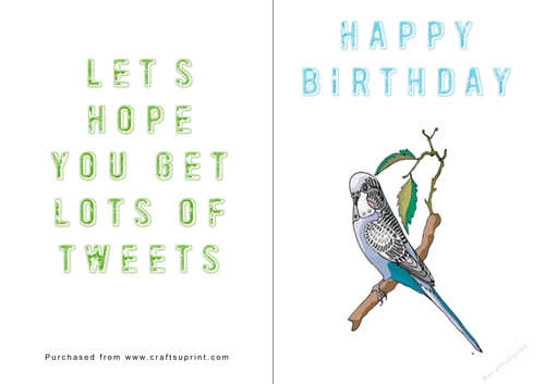No Cut Just Print Birthday Card - Birds