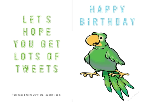 No Cut Just Print Birthday Card - Birds