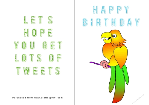 No Cut Just Print Birthday Card - Birds