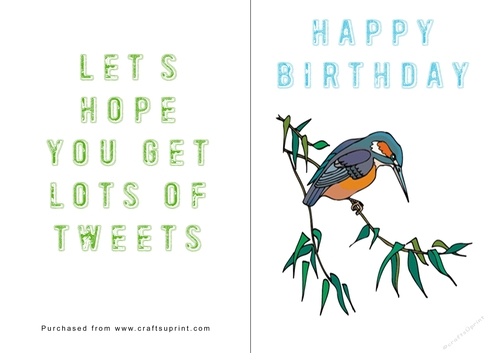 No Cut Just Print Birthday Card - Birds