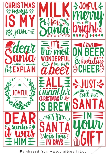No Cut Just Print Christmas tags - Various Sayings
